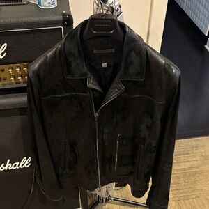 John Varvatos Limited Edition Black Lazer Cut leather jacket Size 50